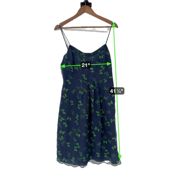 Juicy Couture Vintage Blue with Green Bows Silk Dress 12 NWT babydoll Holiday - Picture 2 of 16